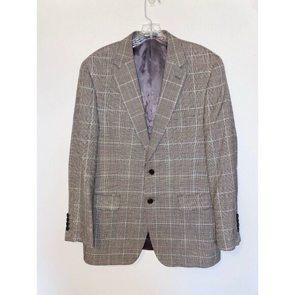 Ralph Lauren Wool and Silk Plaid Jacket Brown Black Size 40R - Picture 1 of 7